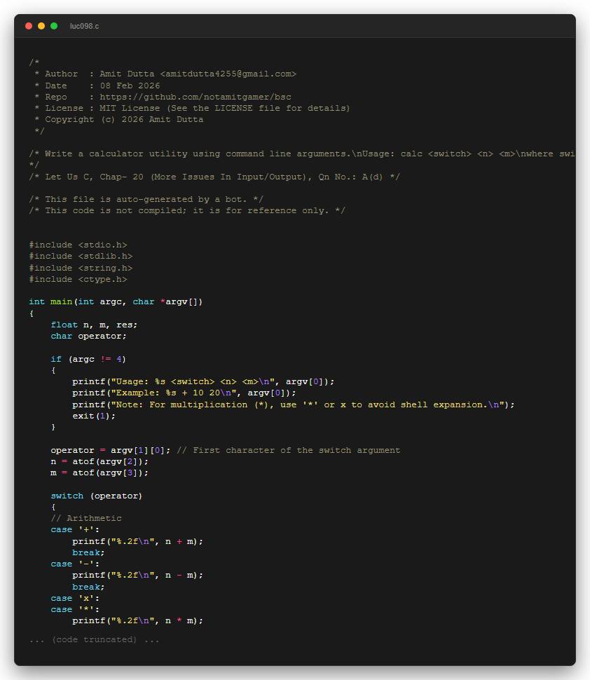 Write a calculator utility using command line arguments.\nUsage: calc <switch> <n> <m>\nwhere switch is arithmetic operator or comparison operator.